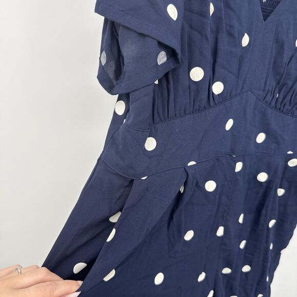 Old Navy Blue Polka Dot One Piece Jumpsuit Size XL Rayon - Picture 6 of 11
